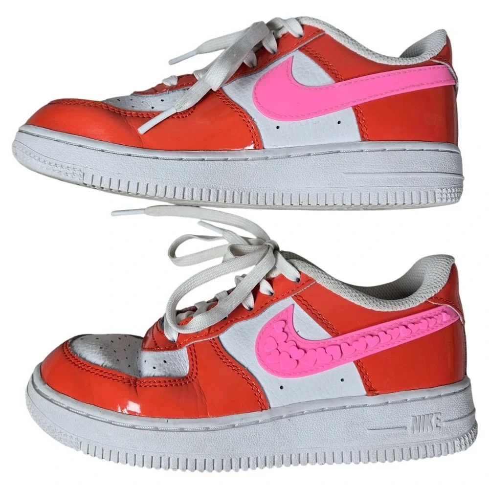 Nike Air Force 1 LV8 1.5Y White Orange Pink Love Heart Sneakers FD1032 Valentine